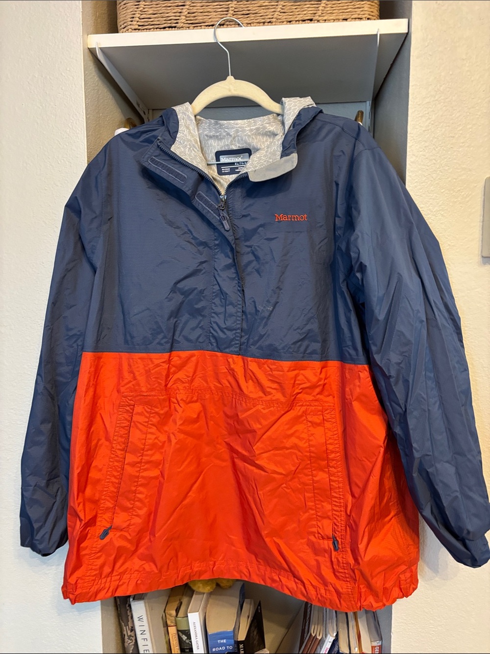 Marmot Navy and Orange Two-Tone Hooded Ski Jacket